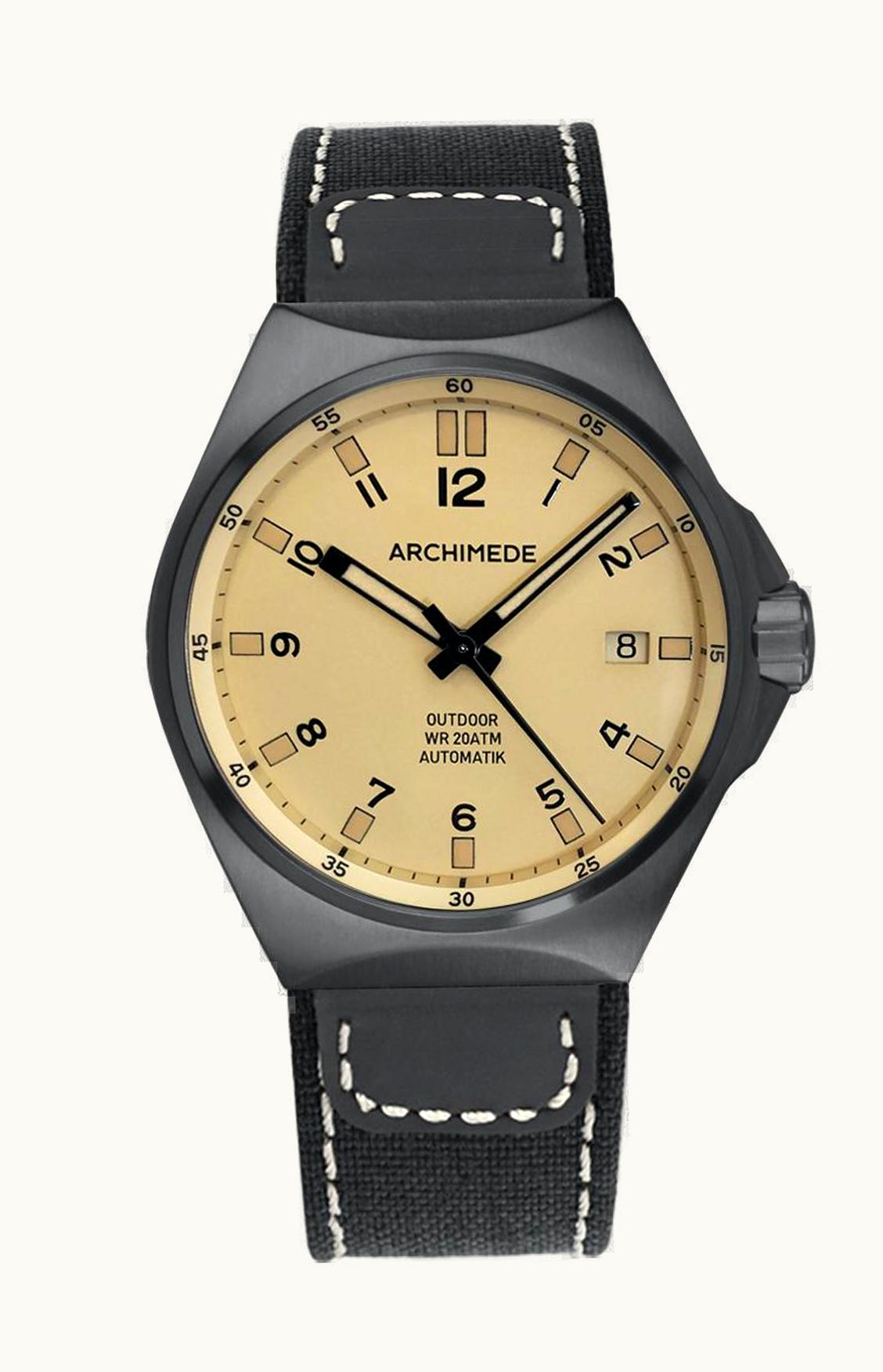 Archimede Klassik 36 Stainless Steel / Silver / Black Leather