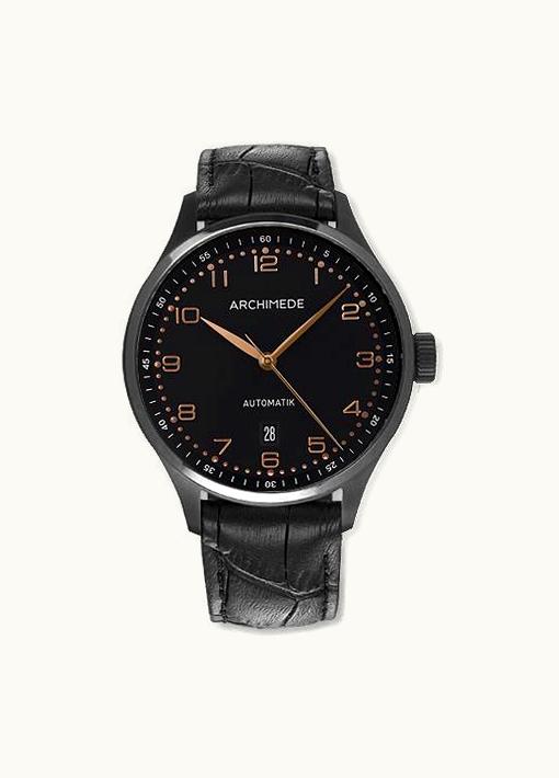 Archimede Klassik 42 TwoTone Stainless Steel / PVD / Black / Black Leather