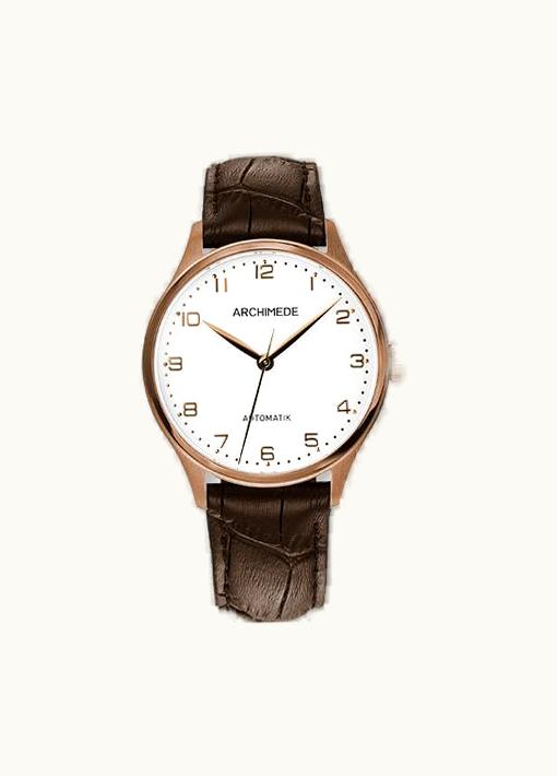 Archimede Klassik 36 Gold PVD / Silver / Brown Leather