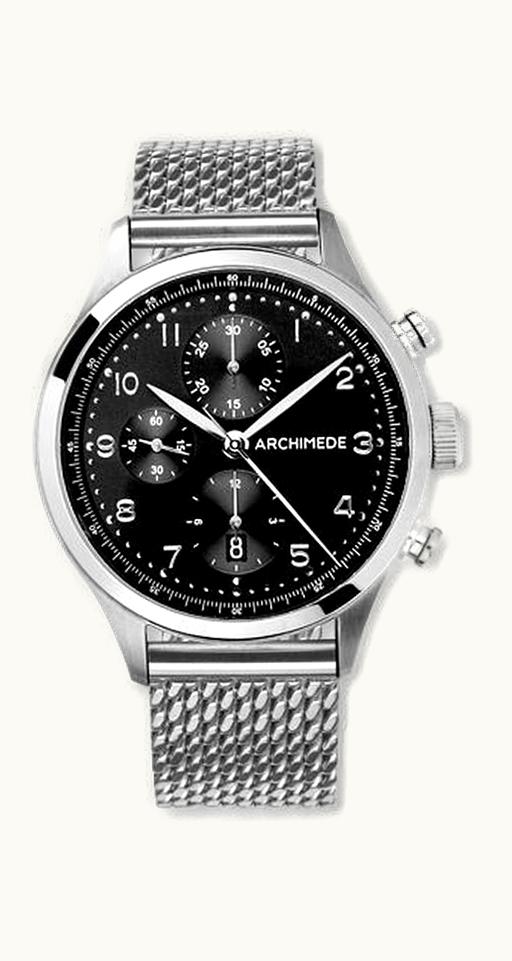 Archimede Klassik Chronograph Stainless Steel / Black / Leather