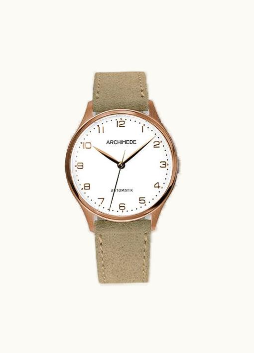 Archimede Klassik 36 Gold PVD / Silver / Beige Suede