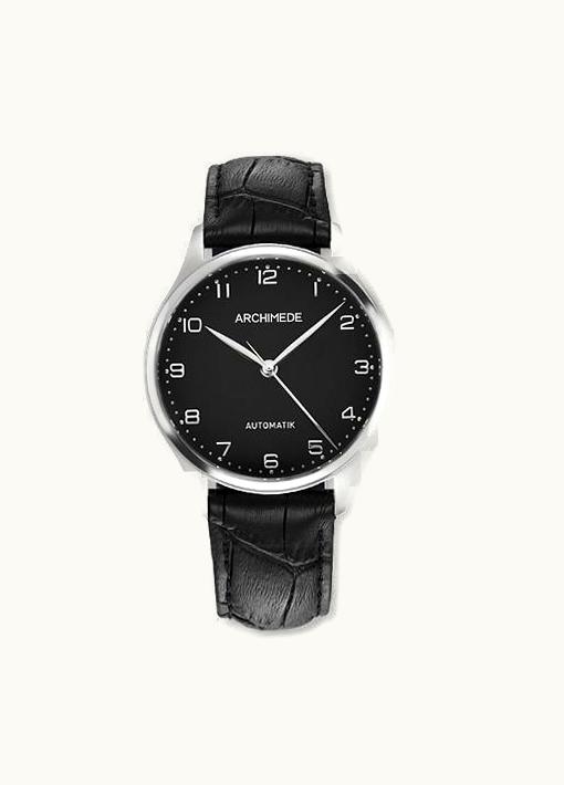 Archimede Klassik 36 Stainless Steel / Black / Black Leather
