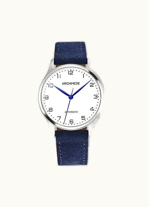 Archimede Klassik 36 Stainless Steel / Silver / Blue Suede