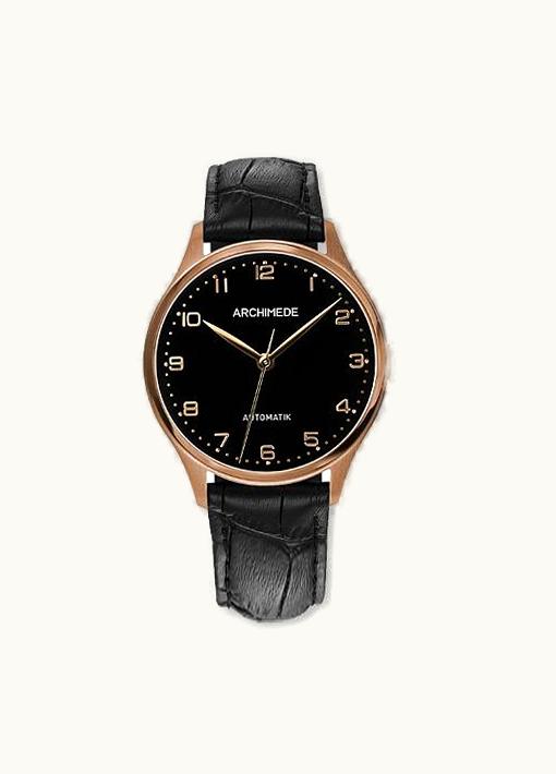 Archimede Klassik 36 Gold PVD / Black / Black Leather