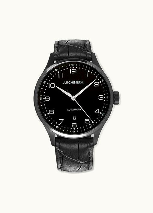 Archimede Klassik 42 TwoTone Stainless Steel / PVD / Black / Black Leather