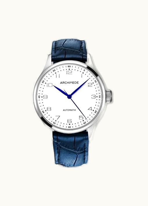 Archimede Klassik 42 Stainless Steel / Silver / Blue Leather
