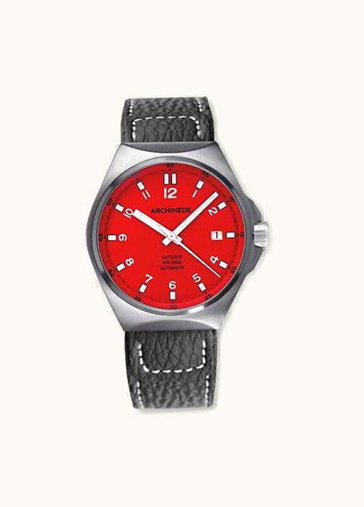 Archimede OutDoor 39 Protect Stainless Steel / Red / Leather