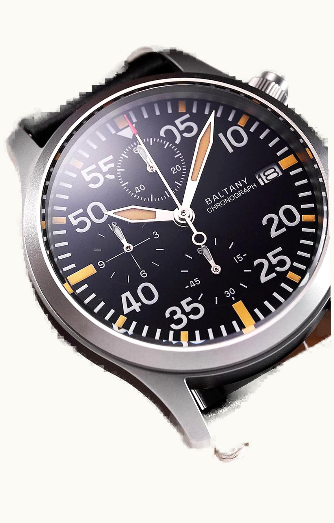 Archimede Pilot Chronograph Staineless Steel / Black