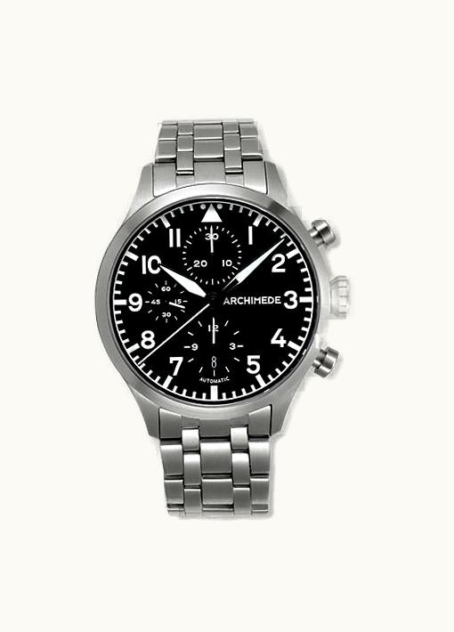 Archimede Pilot Chronograph Staineless Steel / Black / Bracelet