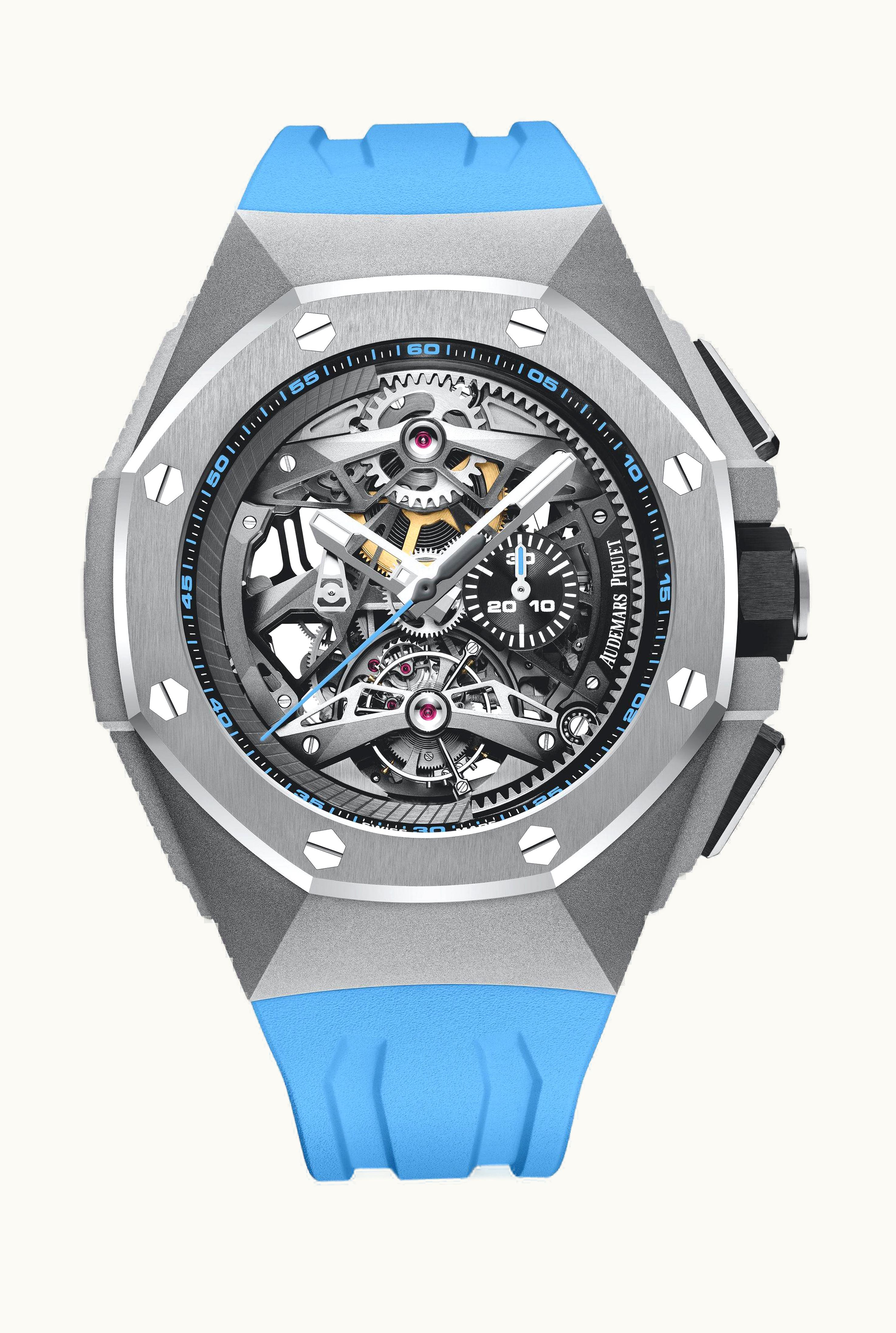 Audemars Piguet Royal Oak Concept Tourbillon Chronograph Openworked Selfwinding Titanium / Blue