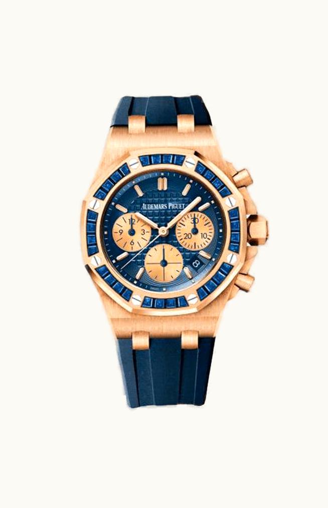 Audemars Piguet Royal Oak OffShore Lady Chronograph Pink Gold /  Blue / Bartorelli