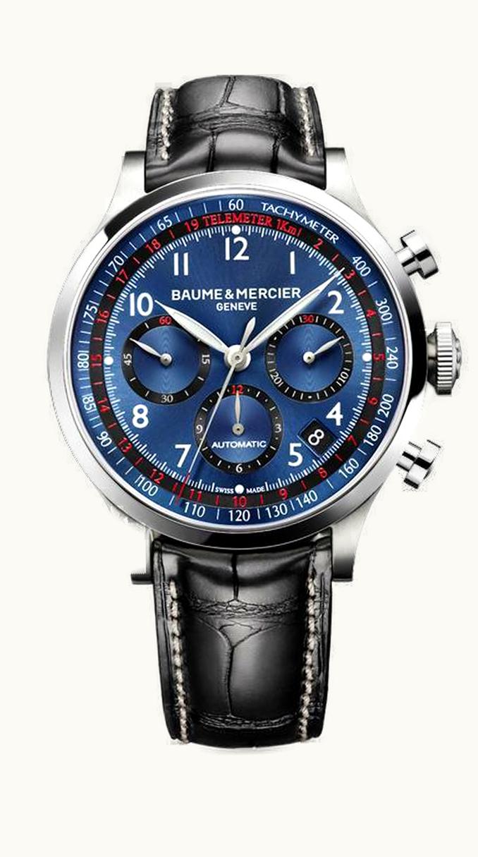 Baume & Mercier Capeland Chronograph 44 Blue / Alligator