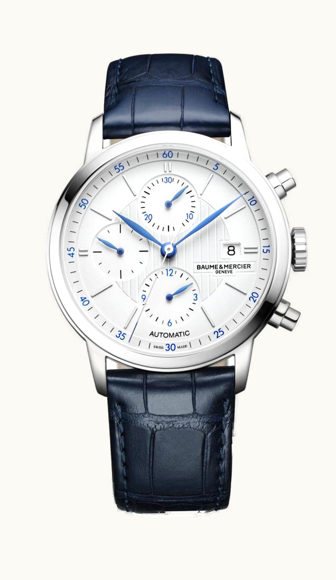 Baume & Mercier Classima Chronograph Stainless Steel / Silver / Alligator
