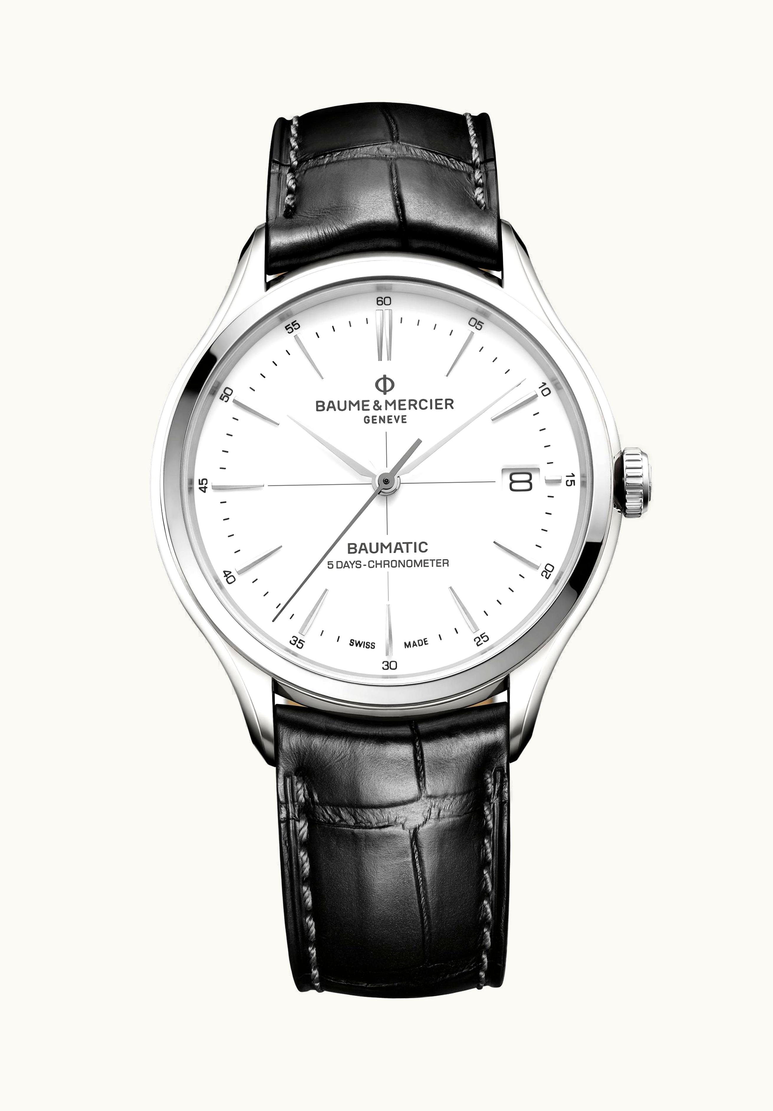 Baume & Mercier Clifton Baumatic Stainless Steel / White / Strap / COSC