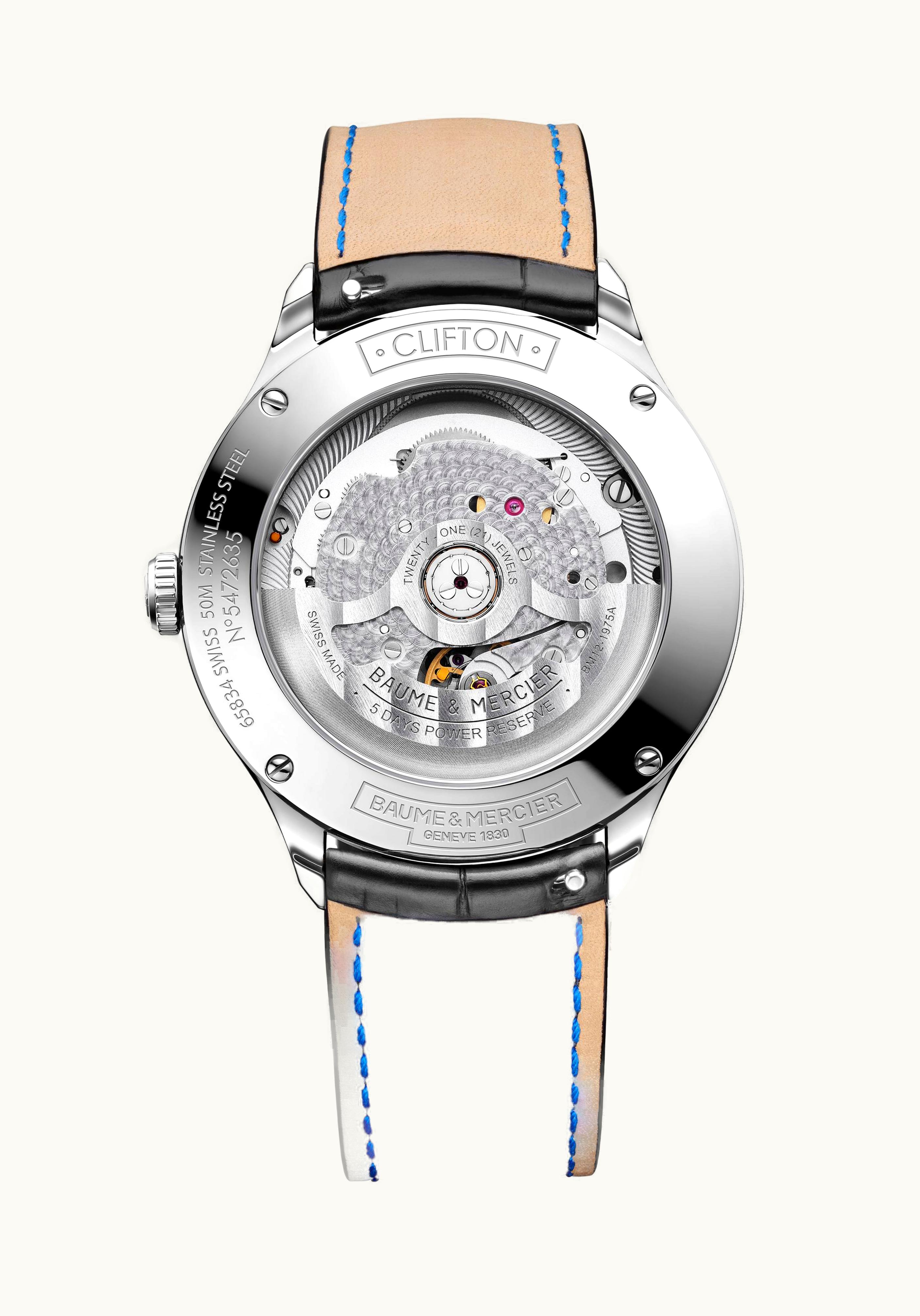 Baume & Mercier Clifton Baumatic Stainless Steel / White / Alligator / COSC