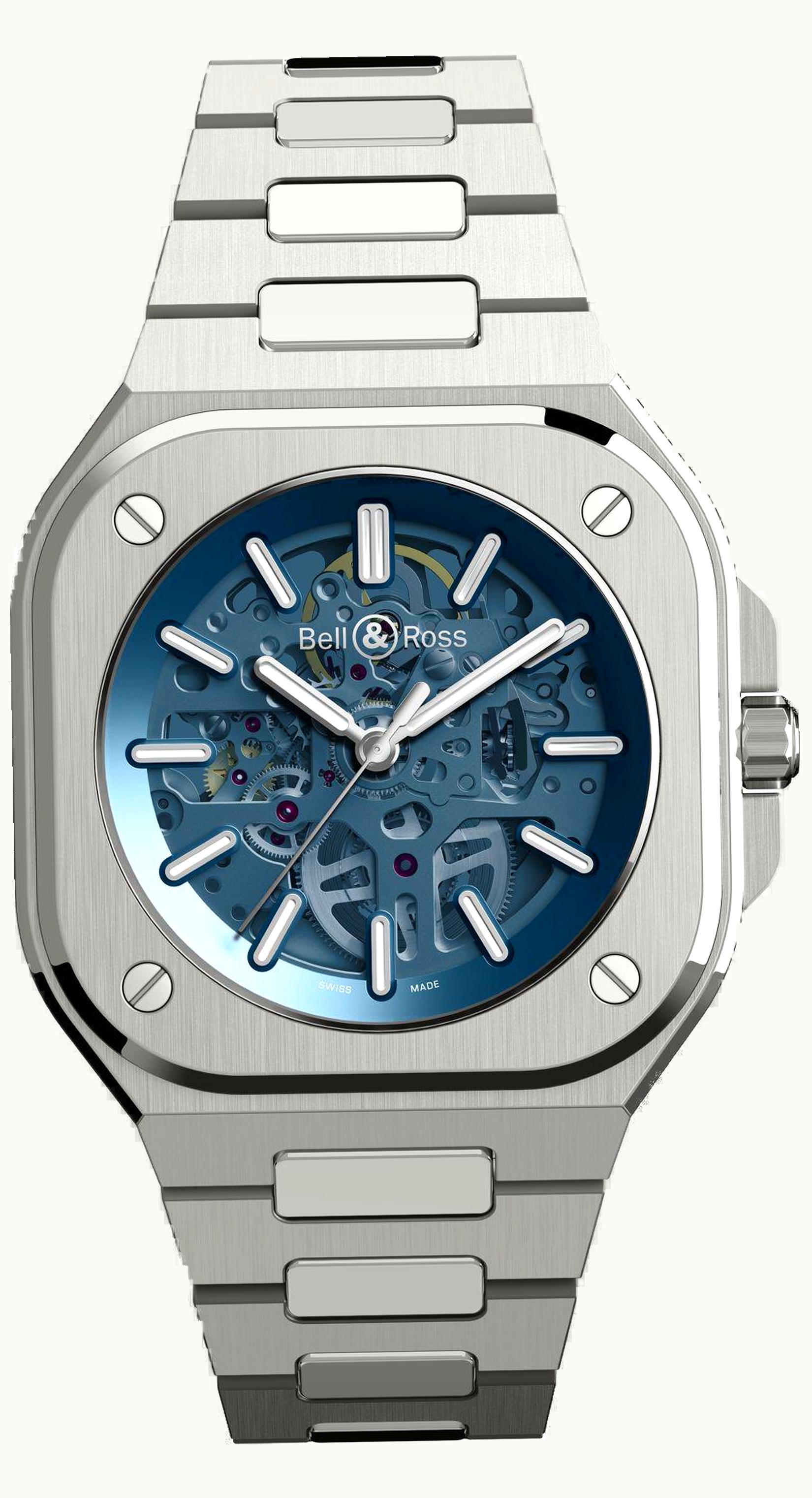 Bell & Ross BR 05 Stainless Steel / Skeleton Blue / Strap