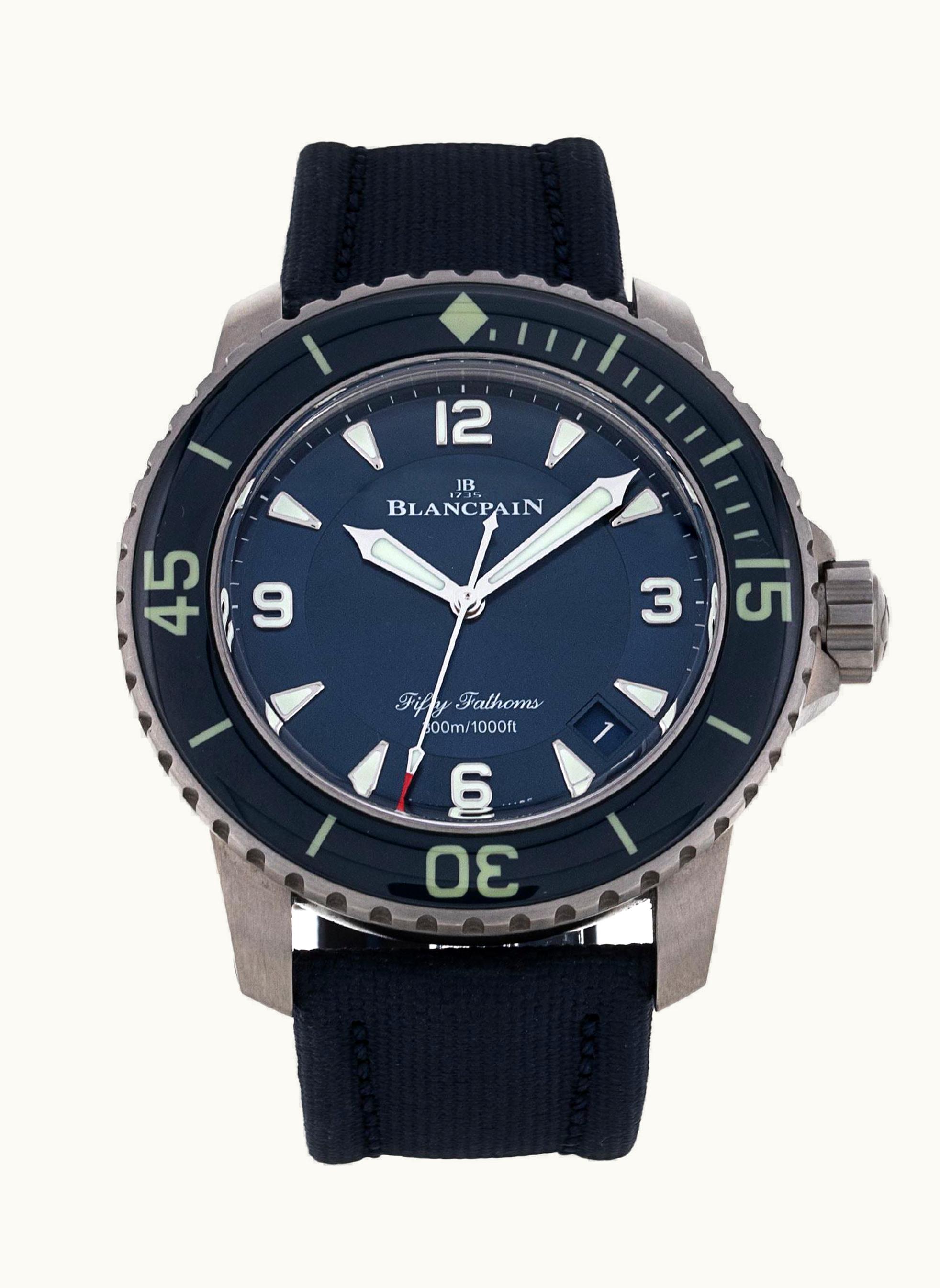 Blancpain Fifty Fathoms Titanium / Blue / Sailcloth