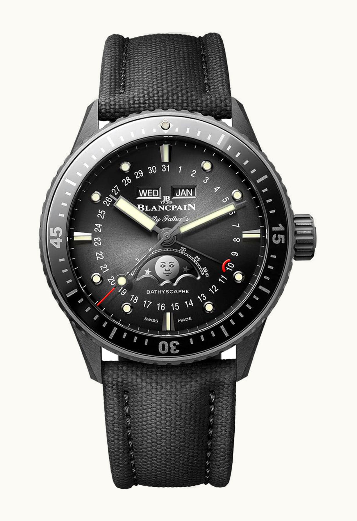Blancpain Fifty Fathoms Bathyscaphe Ceramic / Black / Canvas