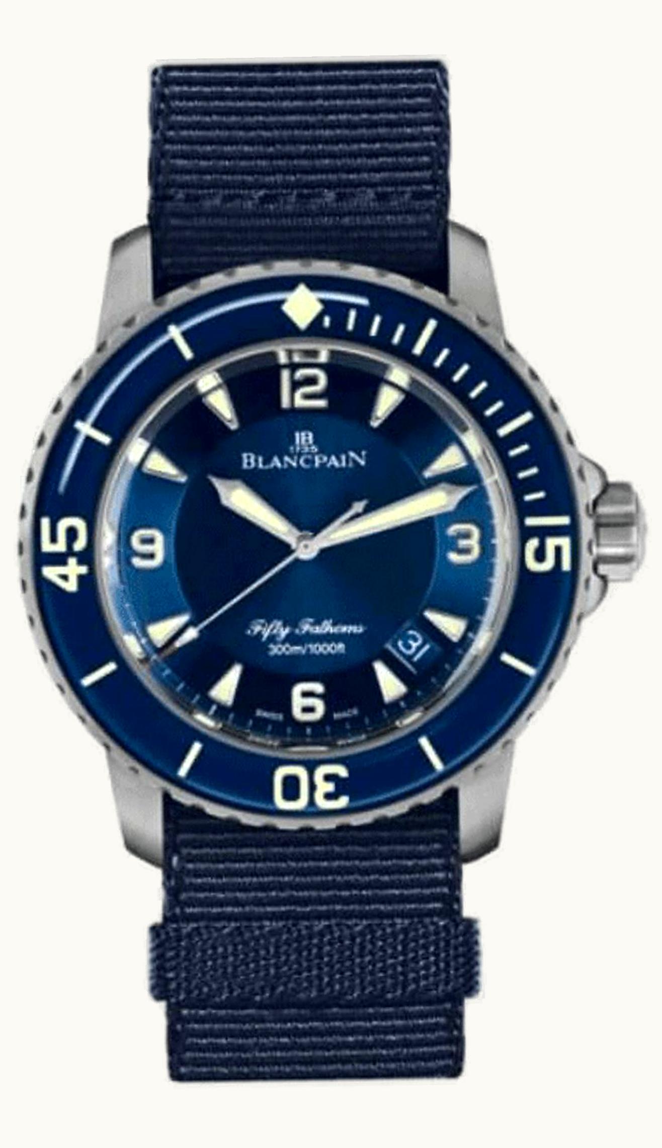 Blancpain Fifty Fathoms Stainless Steel / Blue / Blue NATO