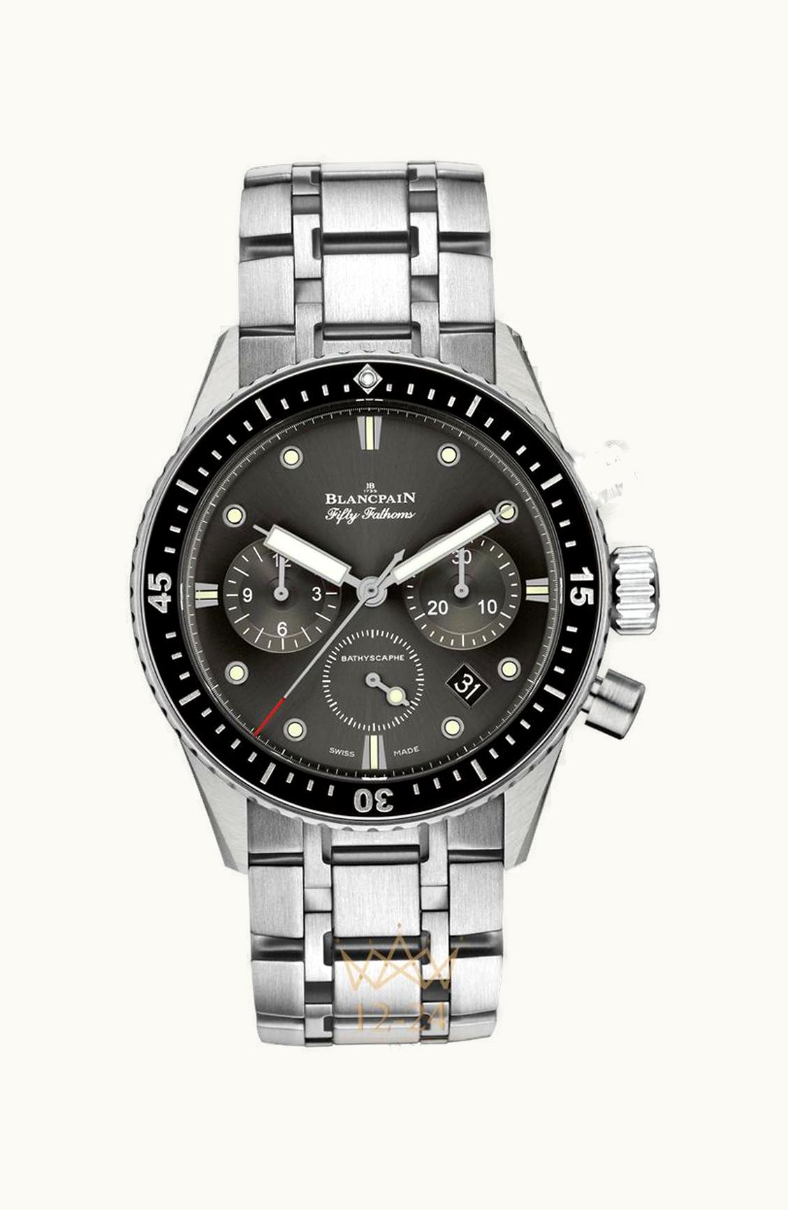 Blancpain Fifty Fathoms Bathyscaphe Flyback Chronograph Stainless Steel / Grey / Bracelet