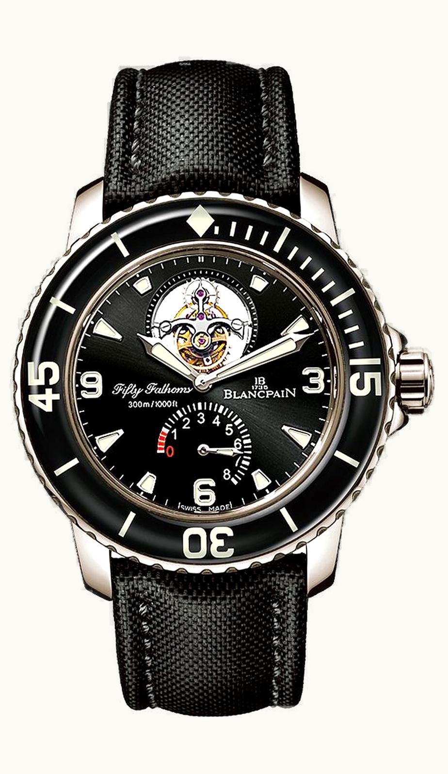 Blancpain Fifty Fathoms Tourbillon 8 Jours White Gold / Black / Black Canvas