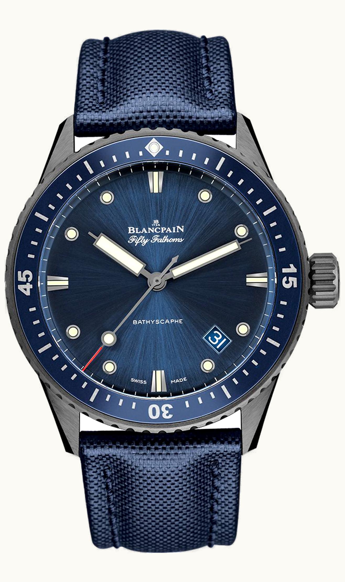 Blancpain Fifty Fathoms Bathyscaphe Ceramic / Blue / Canvas