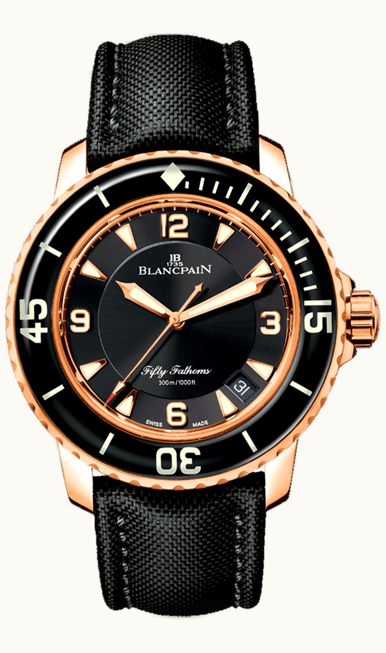 Blancpain Fifty Fathoms Automatique Red Gold / Black / Sailcloth