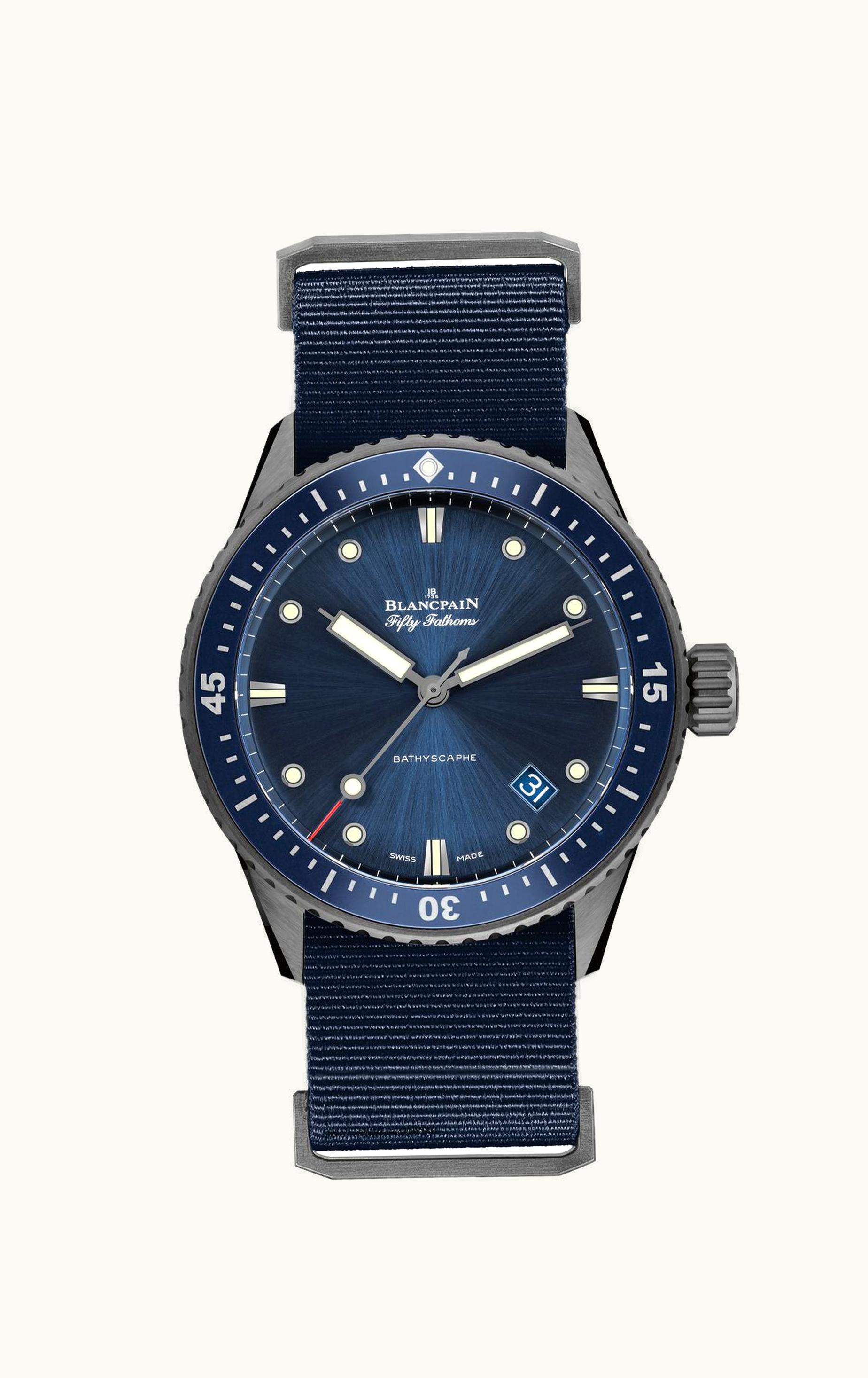 Blancpain Fifty Fathoms Bathyscaphe Ceramic / Blue / NATO