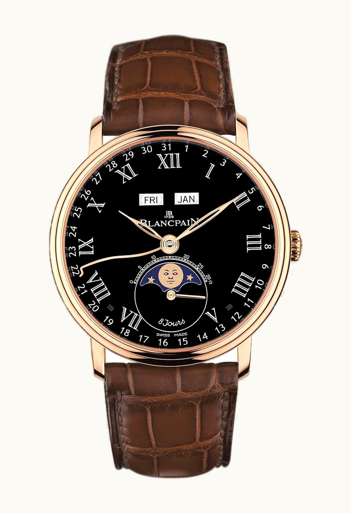 Blancpain Villeret Quantieme Complet 8 Jours White Gold / Black Enamel