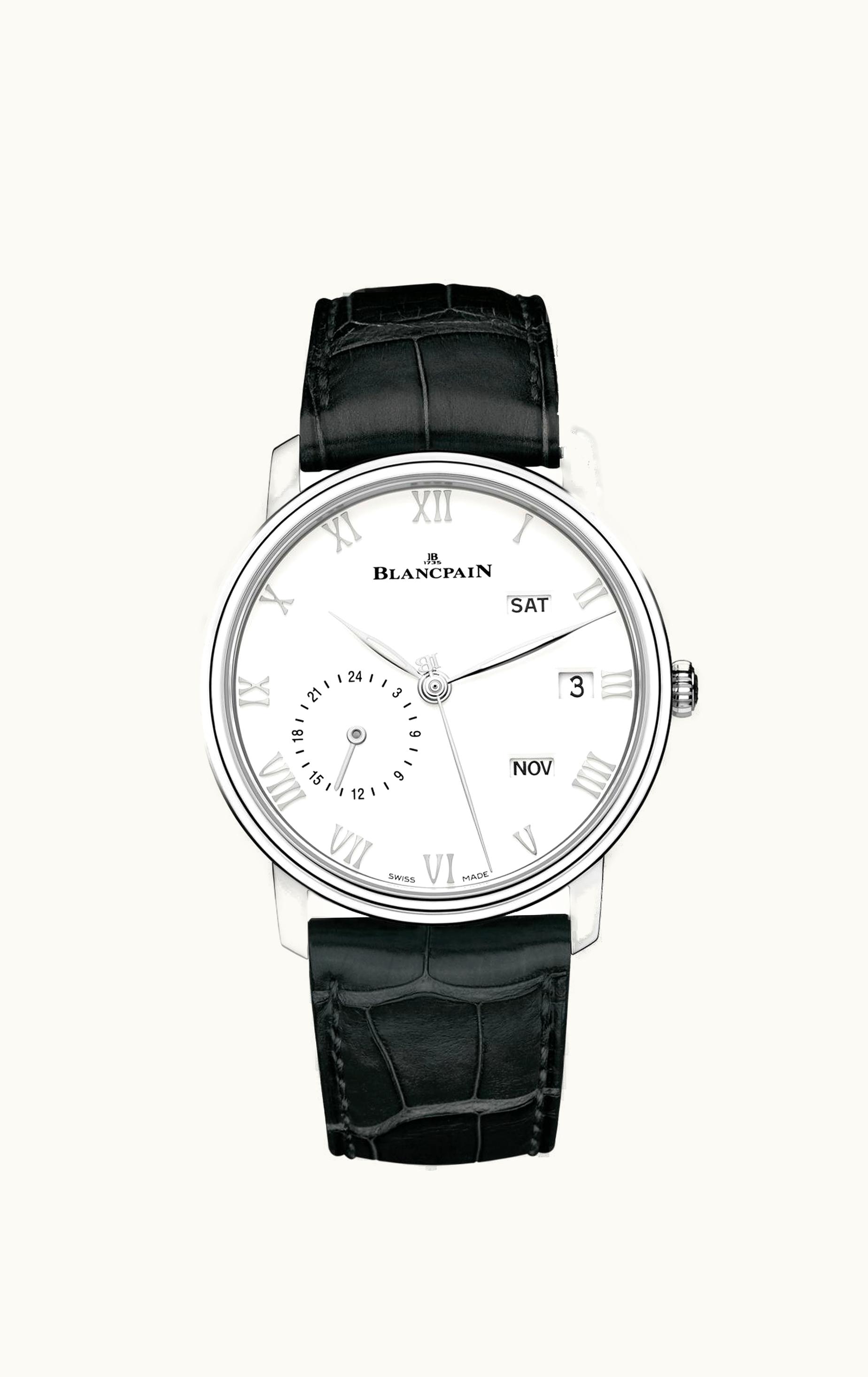 Blancpain Villeret Quantième Annuel GMT Stainless Steel / White