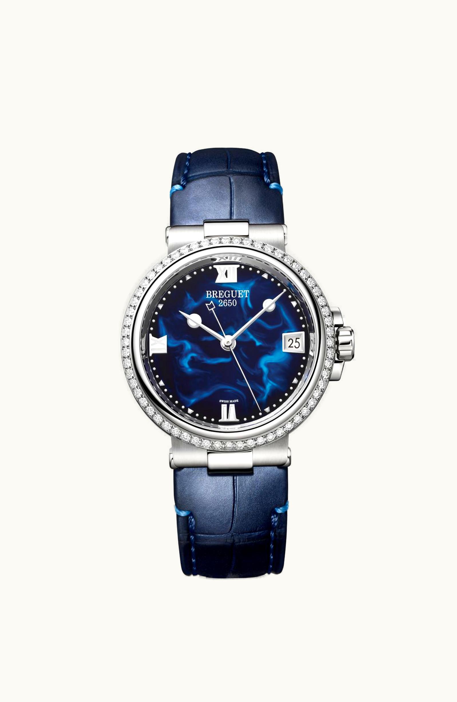 Breguet Marine Dame 9518 Stainless Steel - Diamond / Blue / Alligator