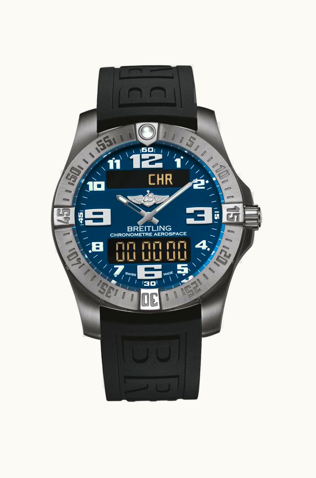 Breitling Aerospace Evo Titanium / Blue / Rubber / Pin