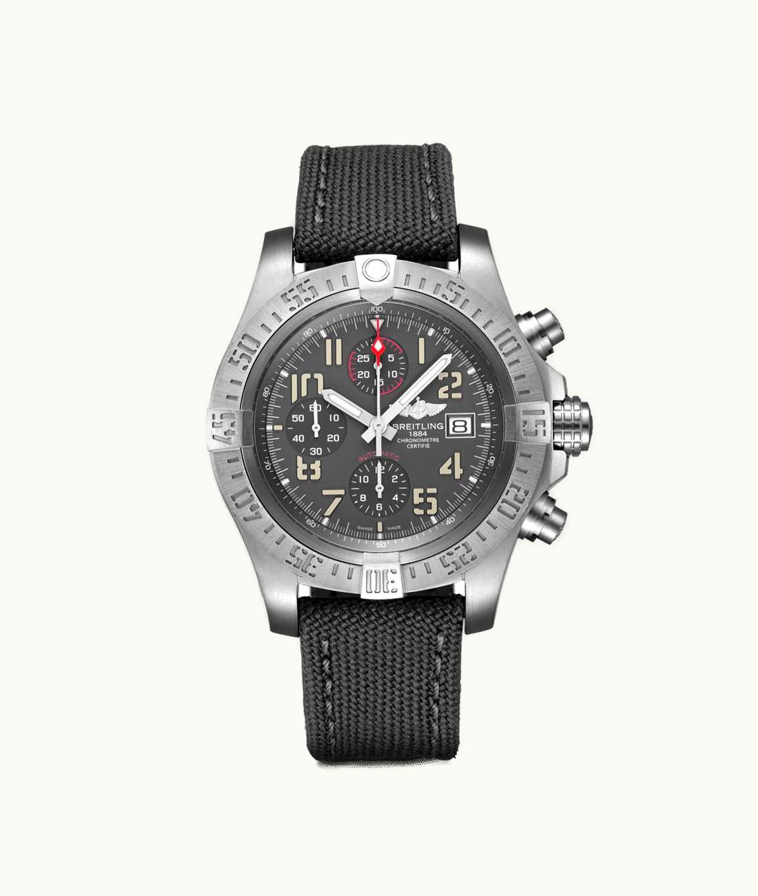 Breitling Avenger Bandit Titanium / Titanium Gray / Silver Hands / Military / Pin