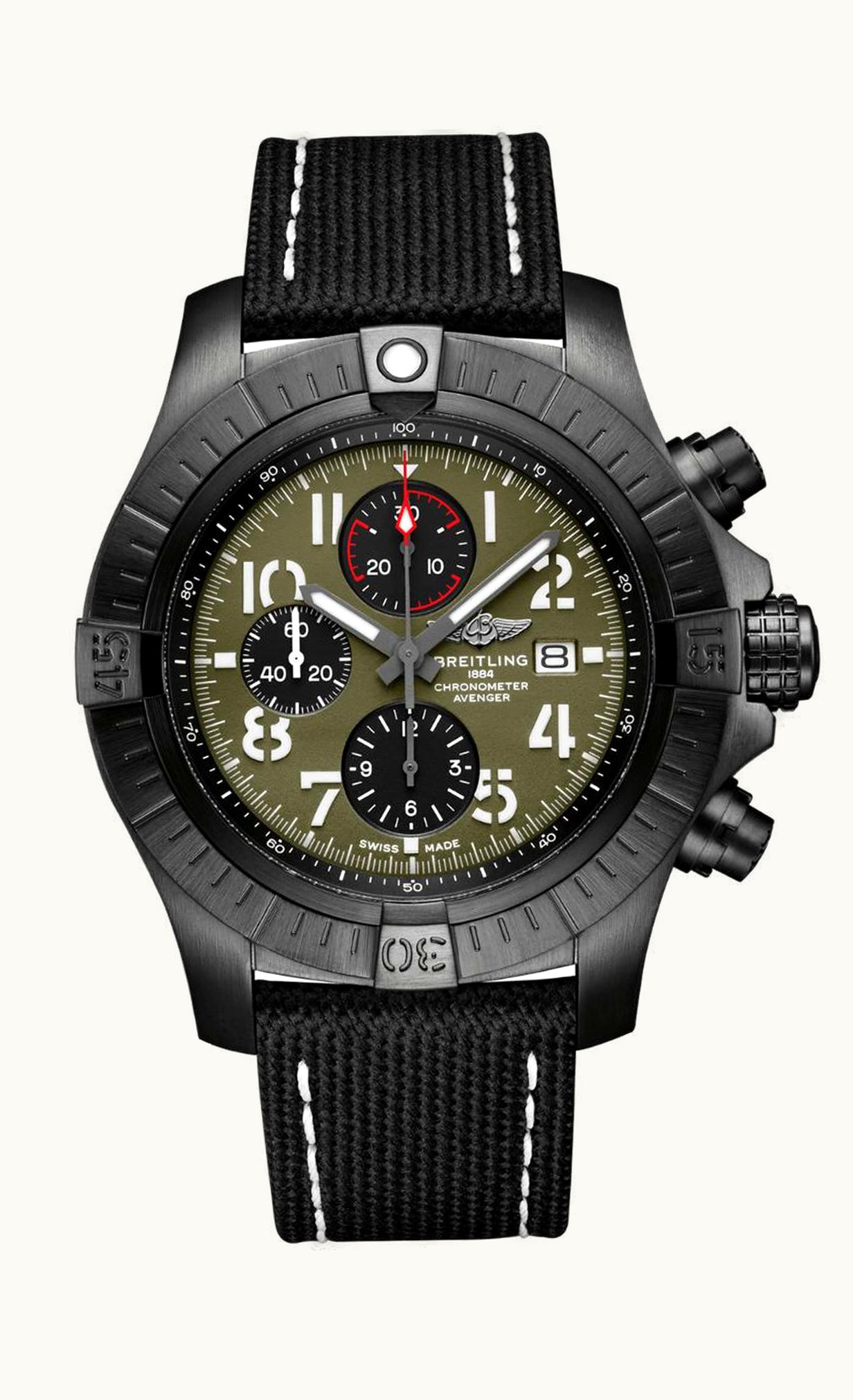 Breitling Avenger Chronograph 48 Night Mission / Green / Military / Pin