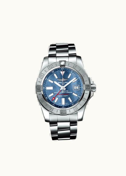 Breitling Avenger II GMT Stainless Steel / Blue MOP / Japan Special Edition