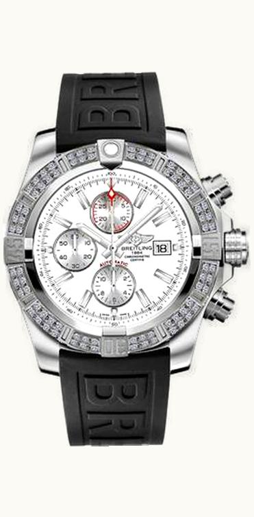 Breitling Super Avenger II Stainless Steel / Diamond / Stratus Silver / Rubber / Folding