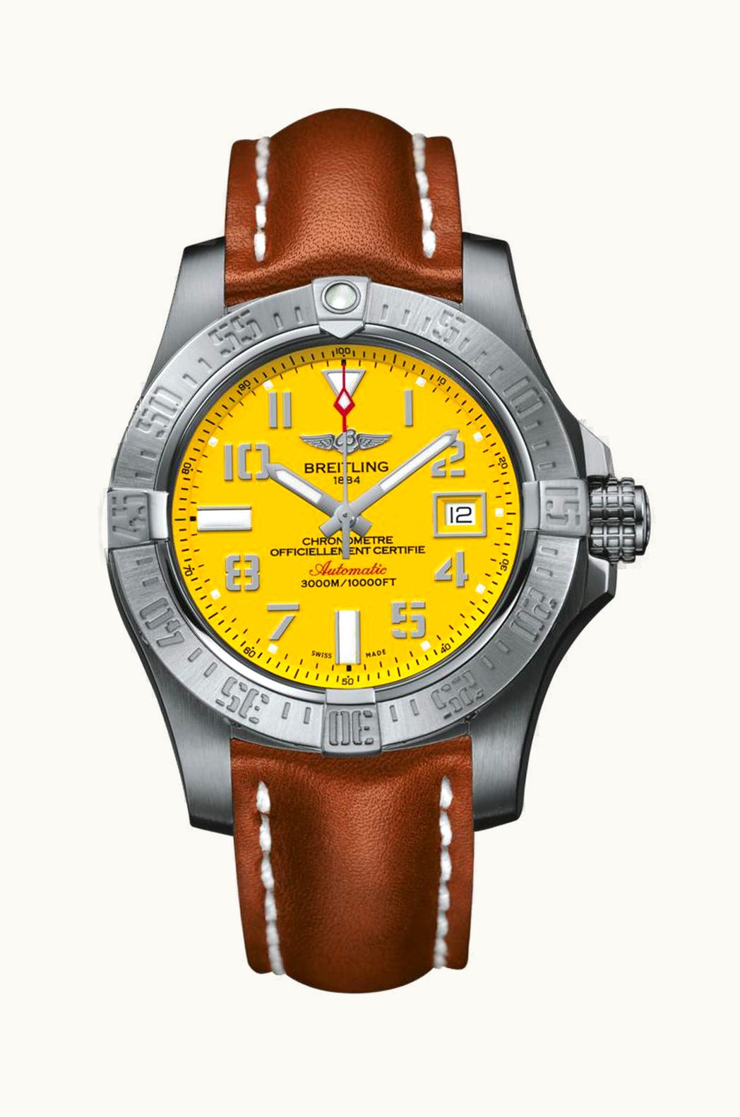 Breitling Avenger II Seawolf Stainless Steel / Cobra Yellow / Calf / Folding