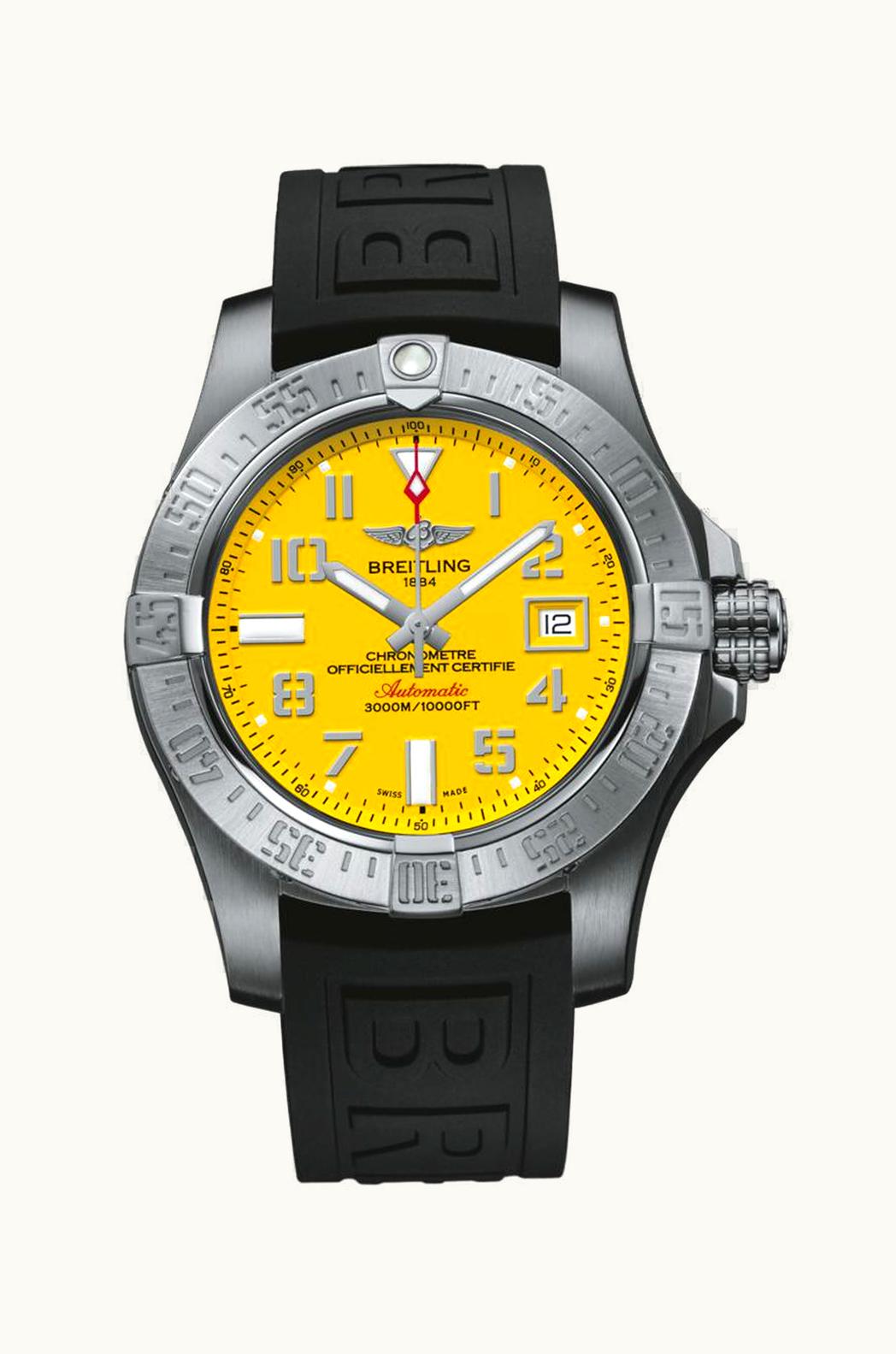 Breitling Avenger II Seawolf Stainless Steel / Cobra Yellow / Rubber / Folding