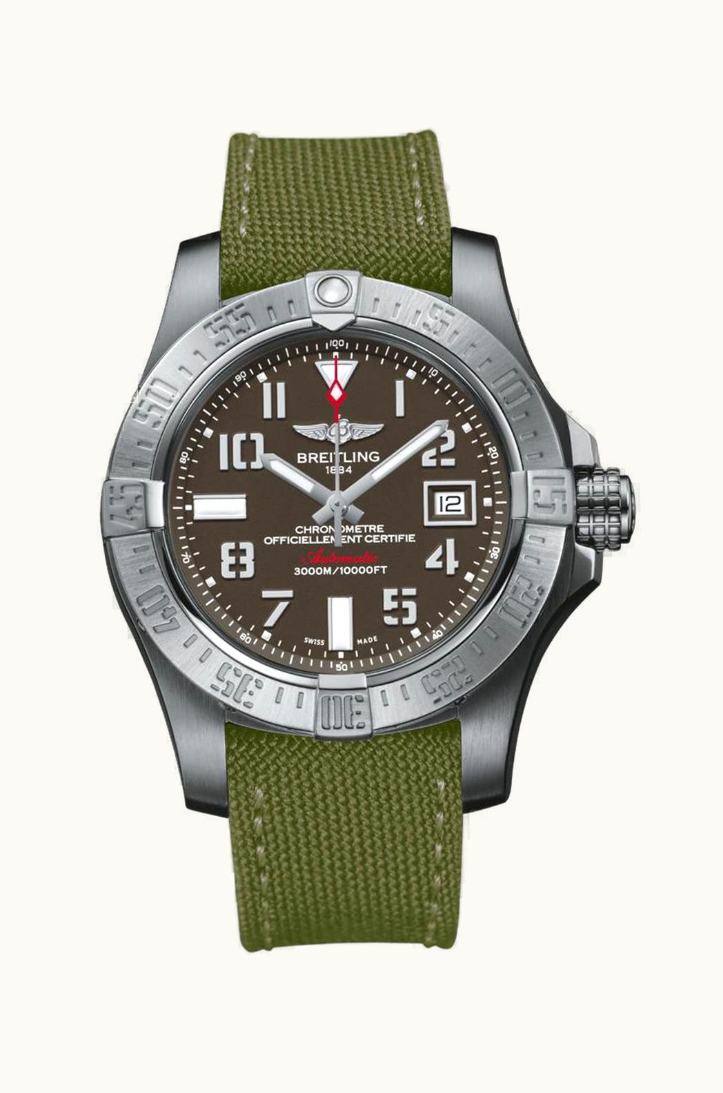 Breitling Avenger II Seawolf Stainless Steel / Tungsten Gray / Military / Pin