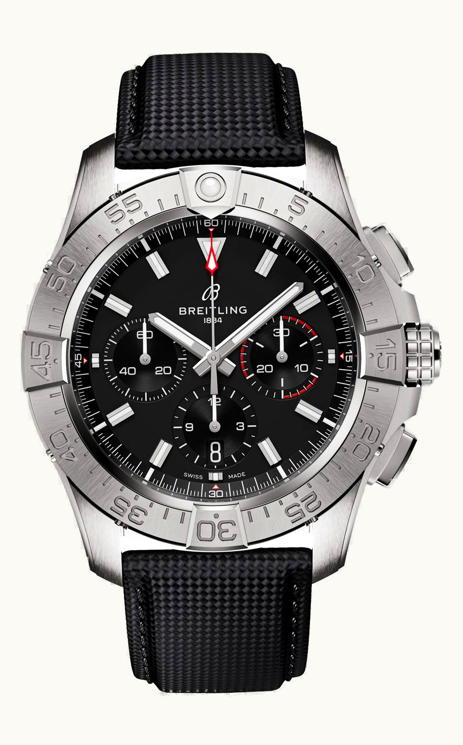 Breitling Avenger B01 Chronograph 44 Stainless Steel / Black / Strap