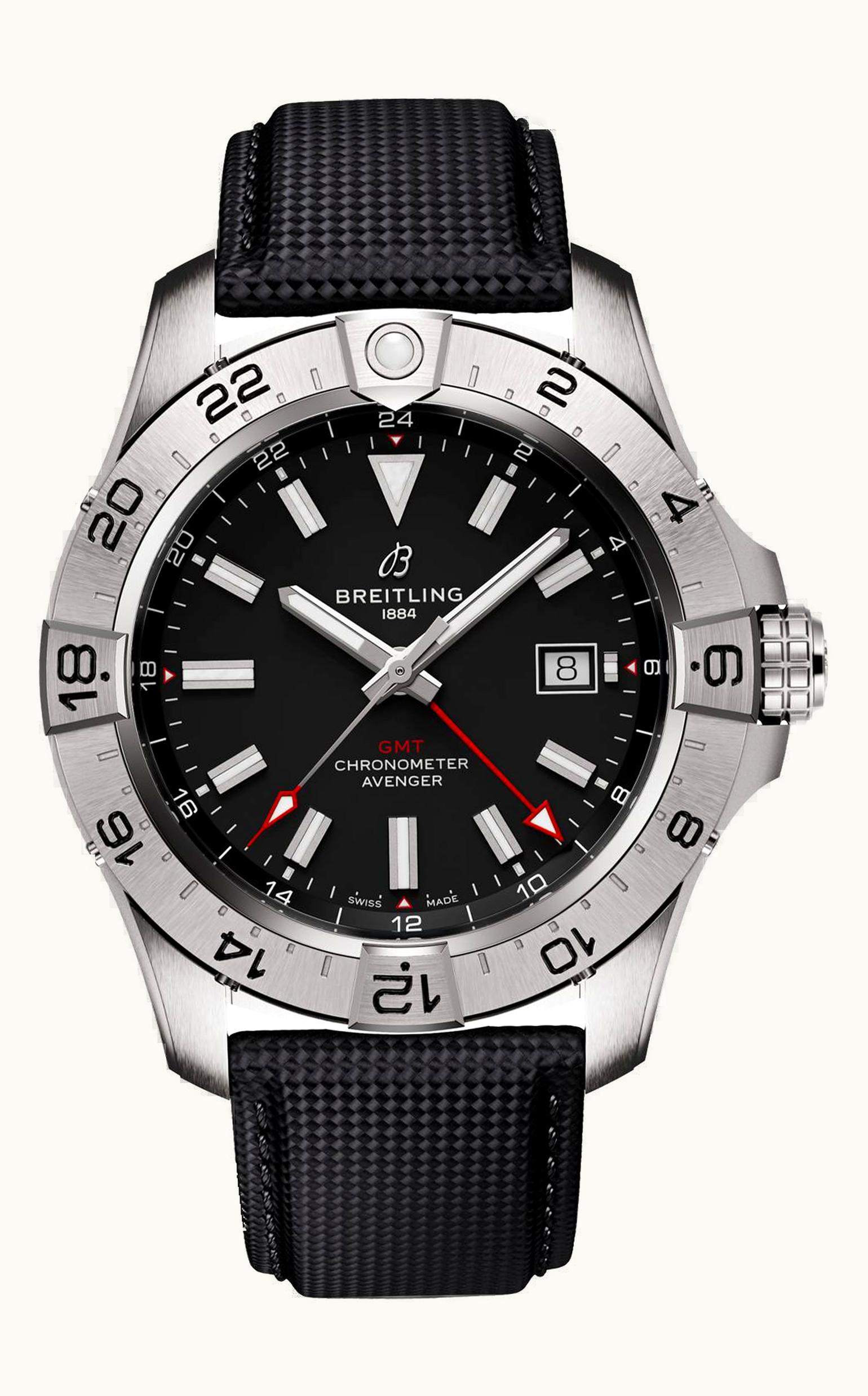 Breitling Avenger Automatic GMT 44 Stainless Steel / Black / Strap
