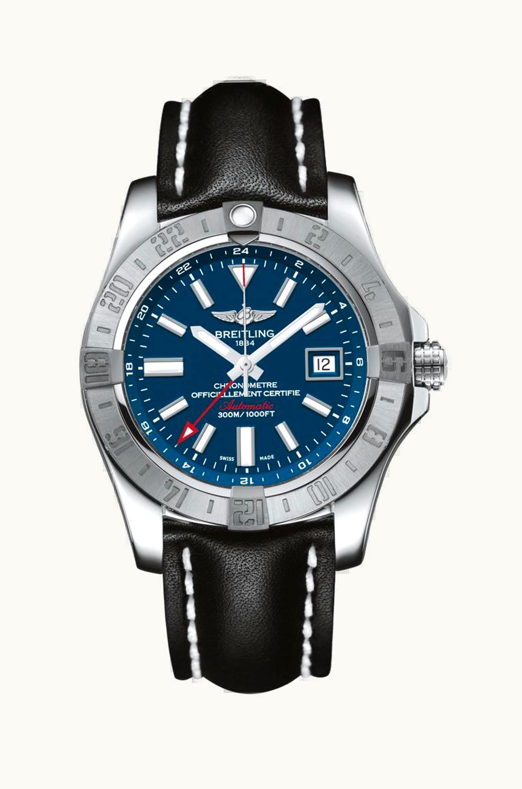 Breitling Avenger II GMT Stainless Steel / Mariner Blue / Calf / Folding