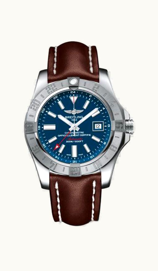 Breitling Avenger II GMT Stainless Steel / Mariner Blue / Calf / Folding