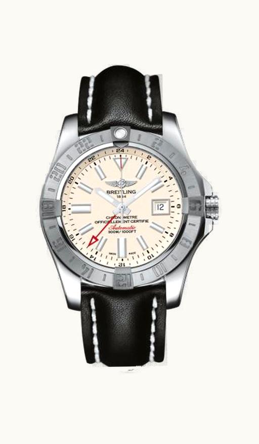 Breitling Avenger II GMT Stainless Steel / Stratus Silver / Calf / Folding