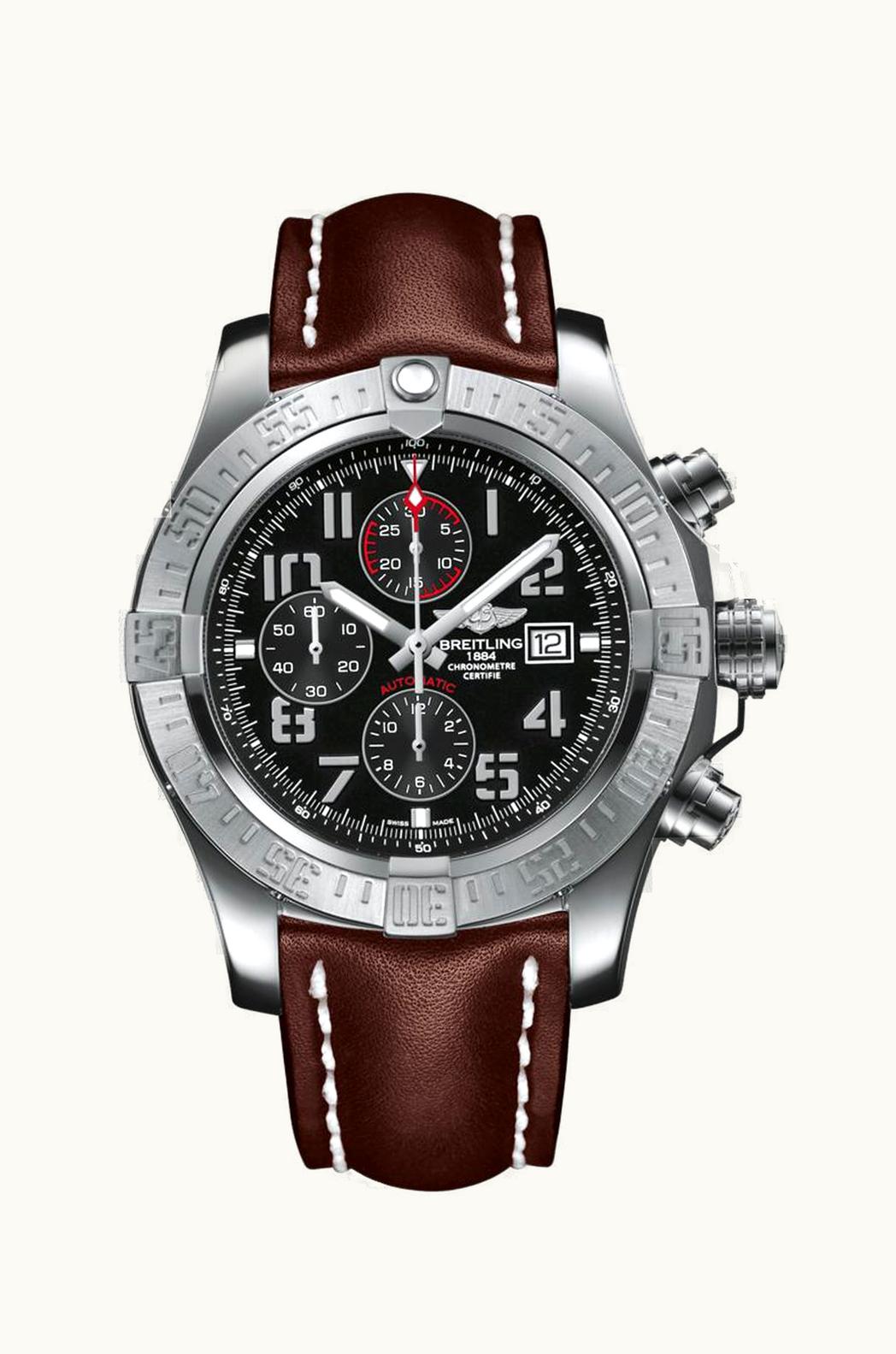 Breitling Super Avenger II Stainless Steel / Volcano Black / Calf / Folding