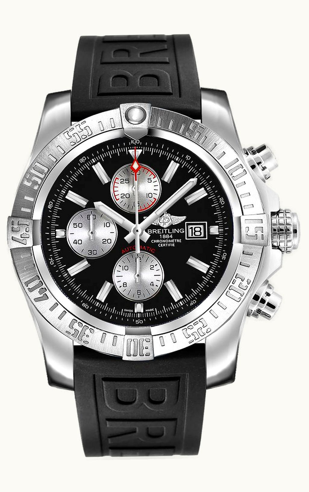 Breitling Super Avenger II Stainless Steel / Volcano Black / Calf / Folding