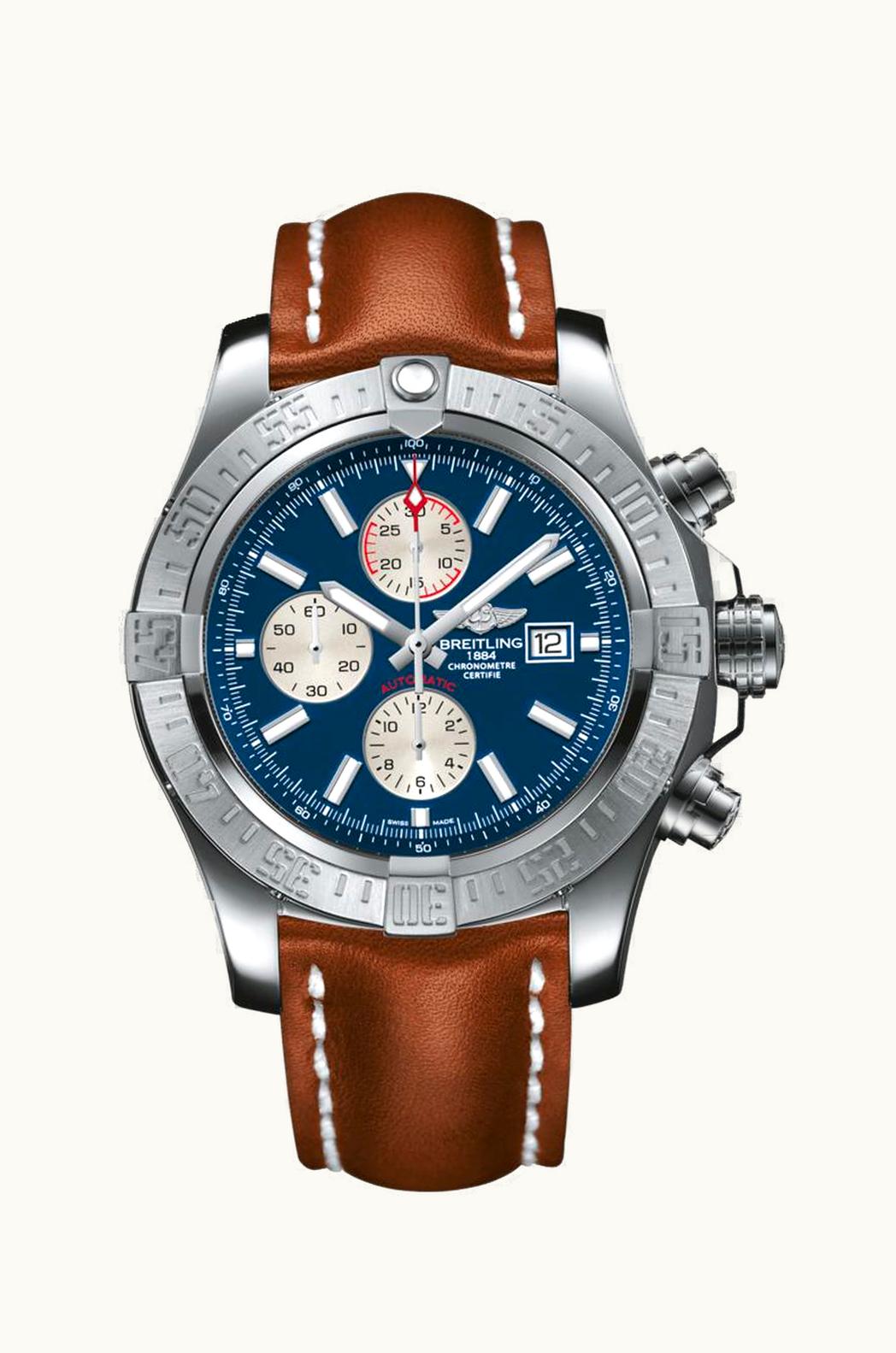 Breitling Super Avenger II Stainless Steel / Mariner Blue / Calf / Folding