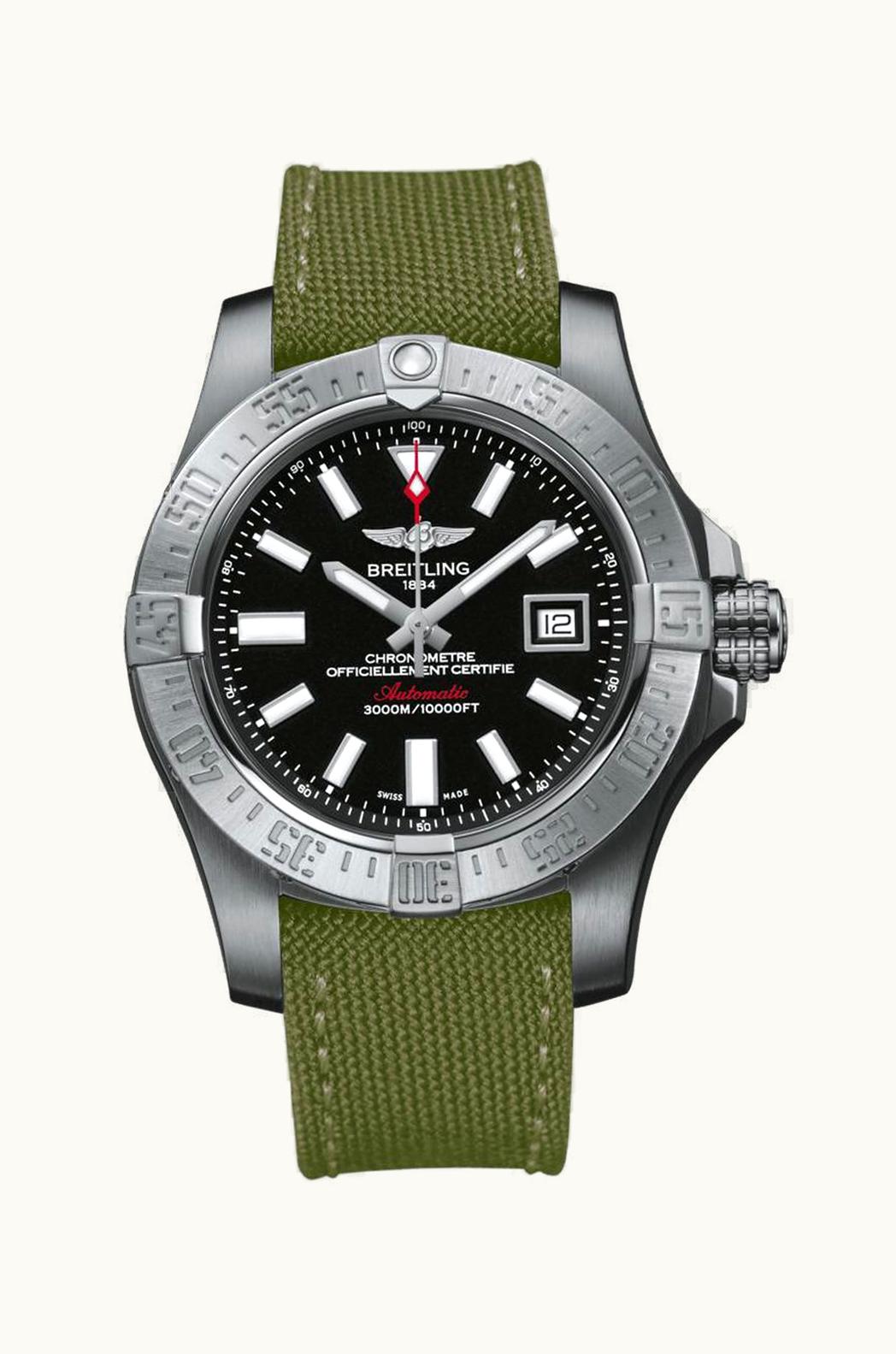Breitling Avenger II Seawolf Stainless Steel / Volcano Black / Military / Pin