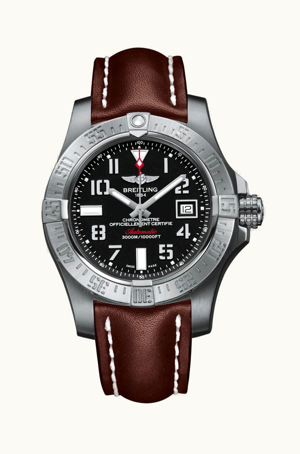 Breitling Avenger II Seawolf Stainless Steel / Volcano Black / Calf / Folding