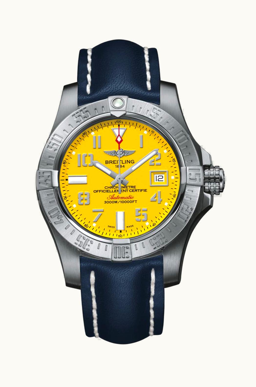 Breitling Avenger II Seawolf Stainless Steel / Cobra Yellow / Calf / Folding